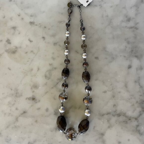 TALBOTS Smoky Gray Silver Beaded 19" Necklace - Picture 8 of 15